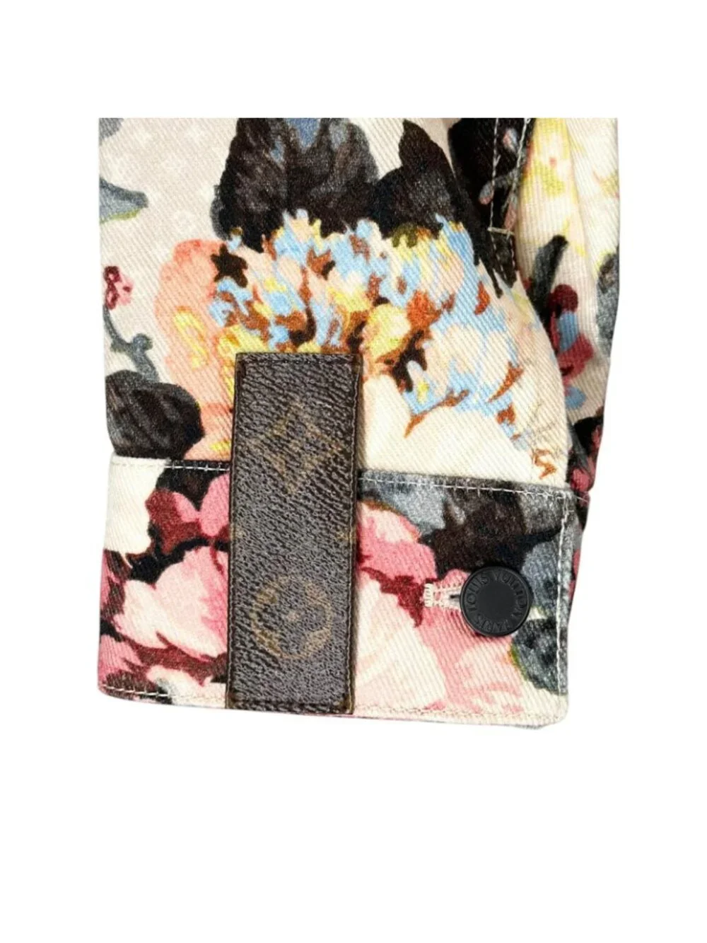 Louis Vuitton Flower Monogram Print Collarless Jacket AW Denim Cotton
